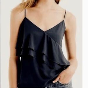 J. Crew - Drapey Black Ruffle Tank / Cami